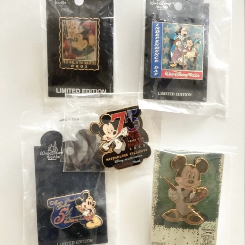 Disney Limited Edition Mickey Mouse Pin Set - Black, Gold, Blue